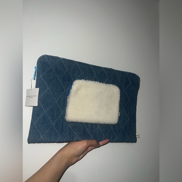 American Eagle Outfitters Laptop Sleeve case w small Pouch. denim style laptop - Picture 13 of 13